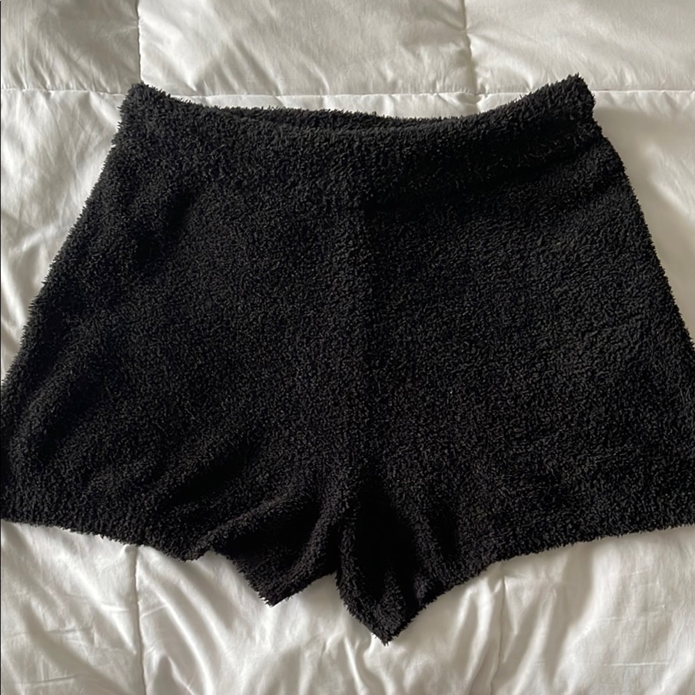 Cozy Black Fleece Women Shorts